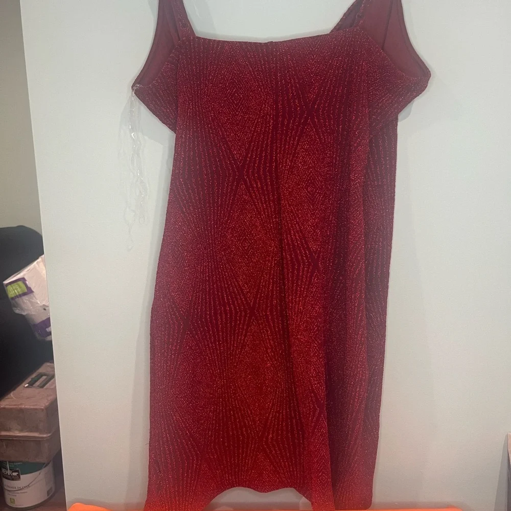 6/$25 Lily Rose Shimmering Red Mini Dress - Picture 3 of 4